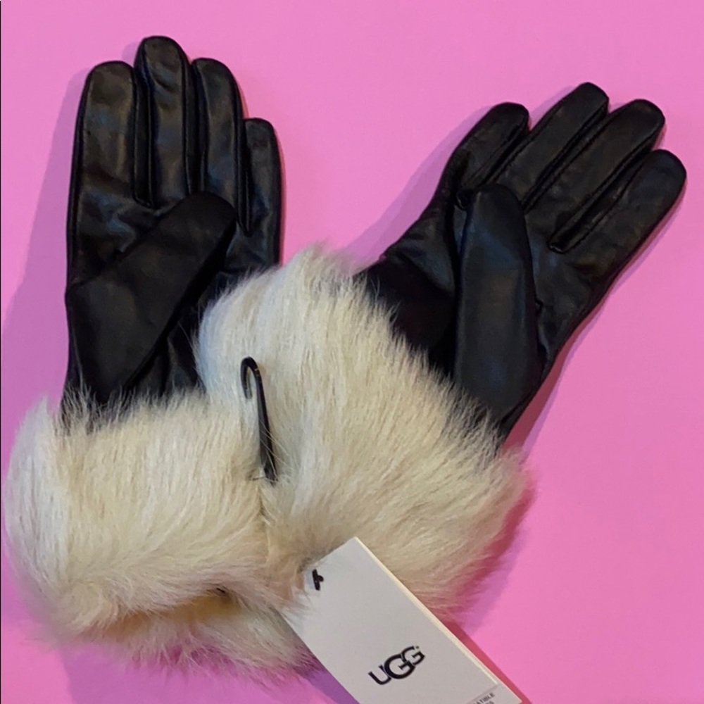 🔥🔥🔥NWT UGG Genuine Sherling Trim Leather Gloves - Picture 4 of 8